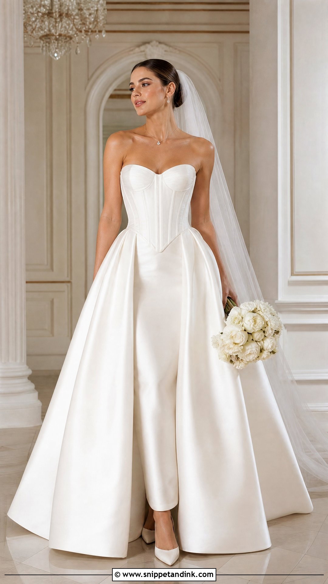 Basque Waist Wedding Dress With Detachable Skirt - Snippet and Ink - 20 Wedding Dress Detachable Skirt Ideas