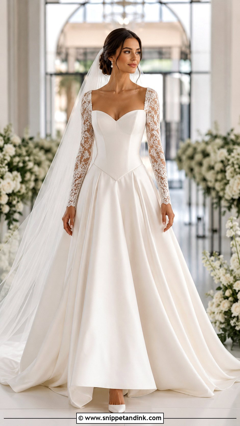 Basque Waist Wedding Dress With Detachable Sleeves - Snippet and Ink - 25 Basque Waist Wedding Dress with Sleeves
