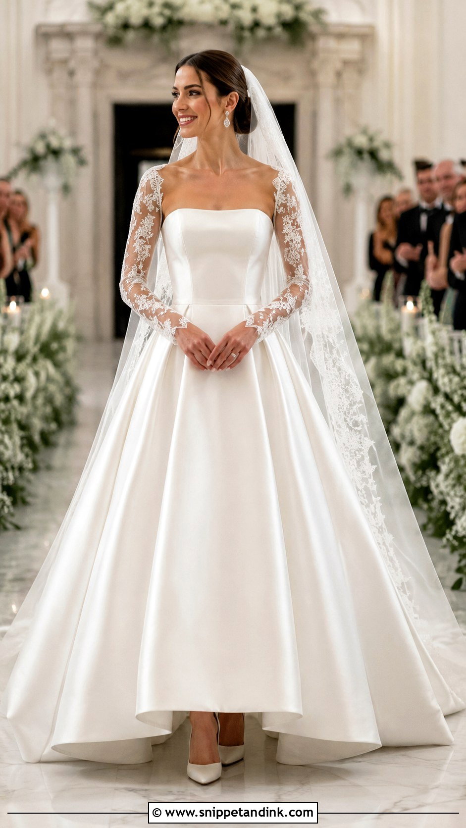 Basque Waist Wedding Dress With Detachable Sleeves - Snippet and Ink - 20 Basque Waist Wedding Ideas