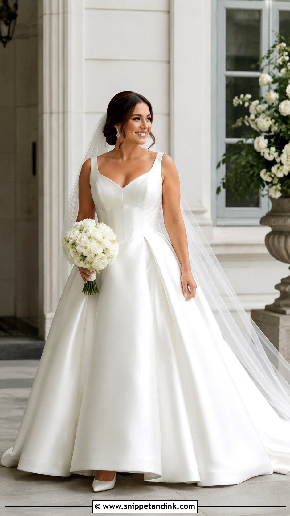 Basque Waist Wedding Dress With Full Skirt - Snippet and Ink - 20 Midsize Bride Wedding Dress Ideas