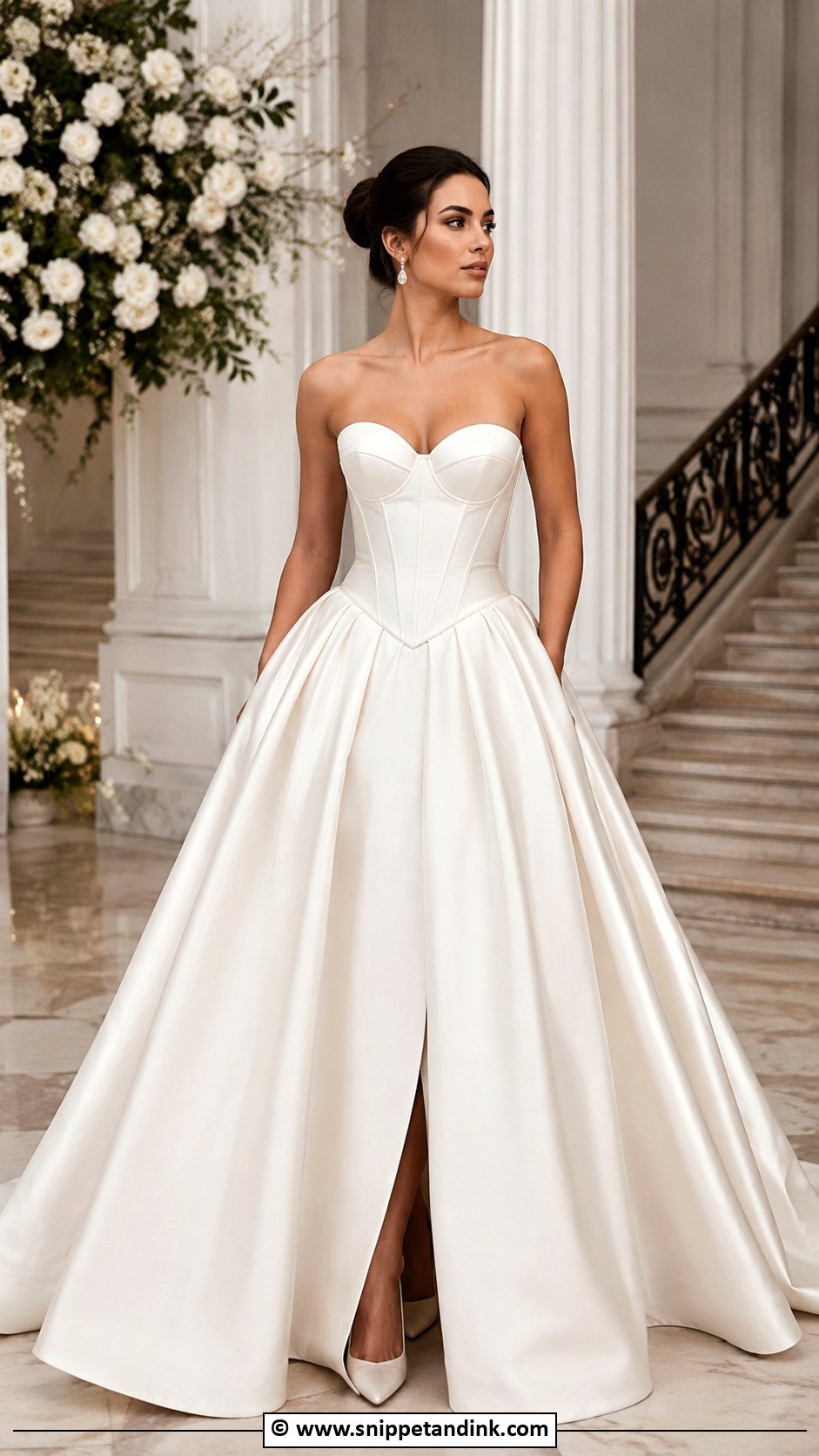 Basque Waist Wedding Dress With Full Skirt - Snippet and Ink - 30 Extravagant Wedding Dresses