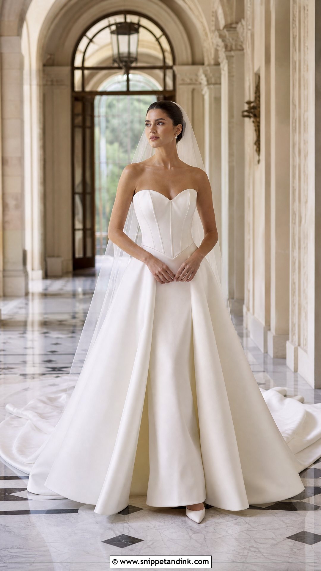 Basque Waist Wedding Dress With Long Train - Snippet and Ink - 25 Wedding Dress with Train Ideas