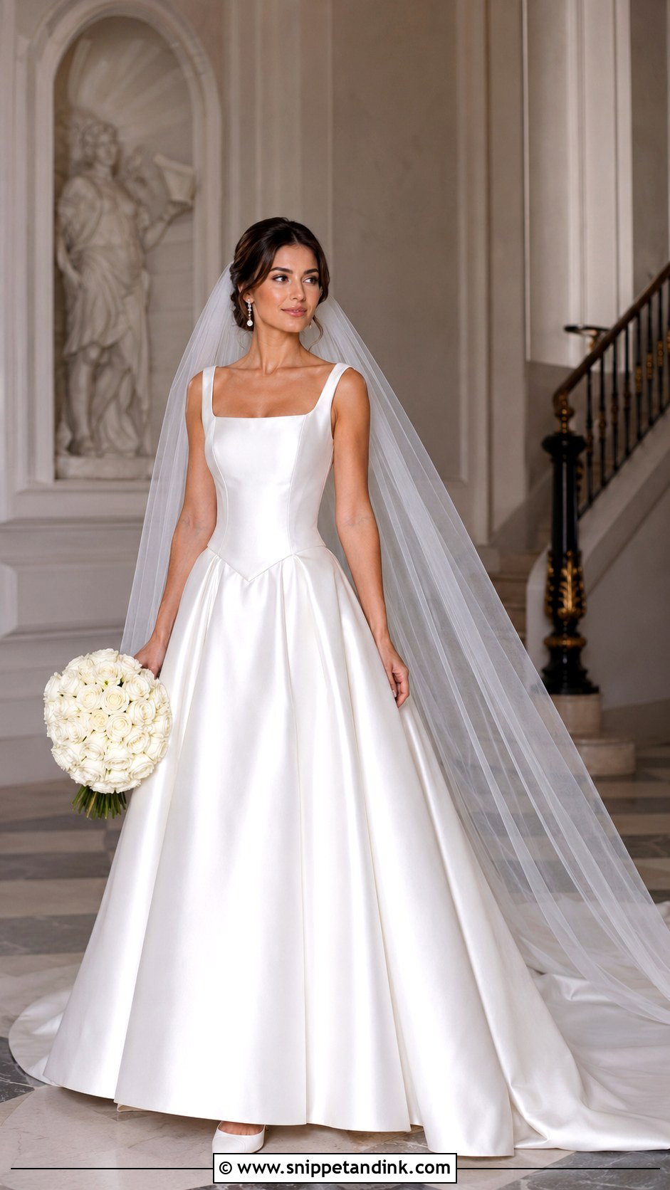 Basque Waist Wedding Dress With Long Train - Snippet and Ink - 20 Long Tail Wedding Dress Ideas