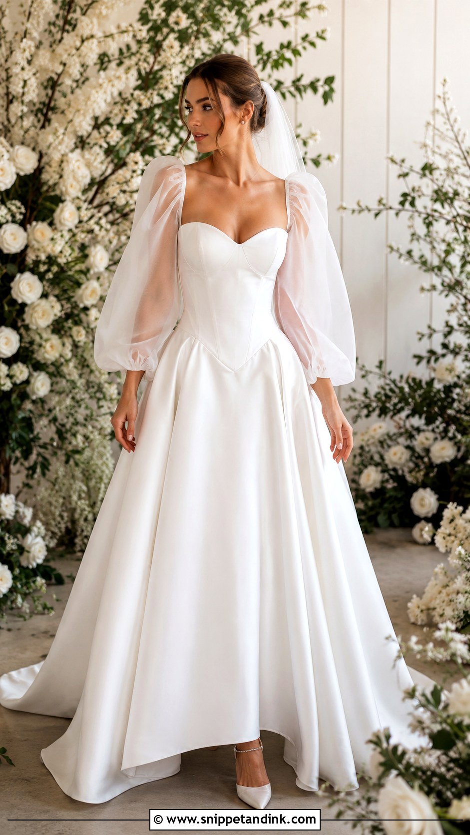 Basque Waist Wedding Dress With Puff Sleeves - Snippet and Ink - 25 Basque Waist Wedding Dress with Sleeves