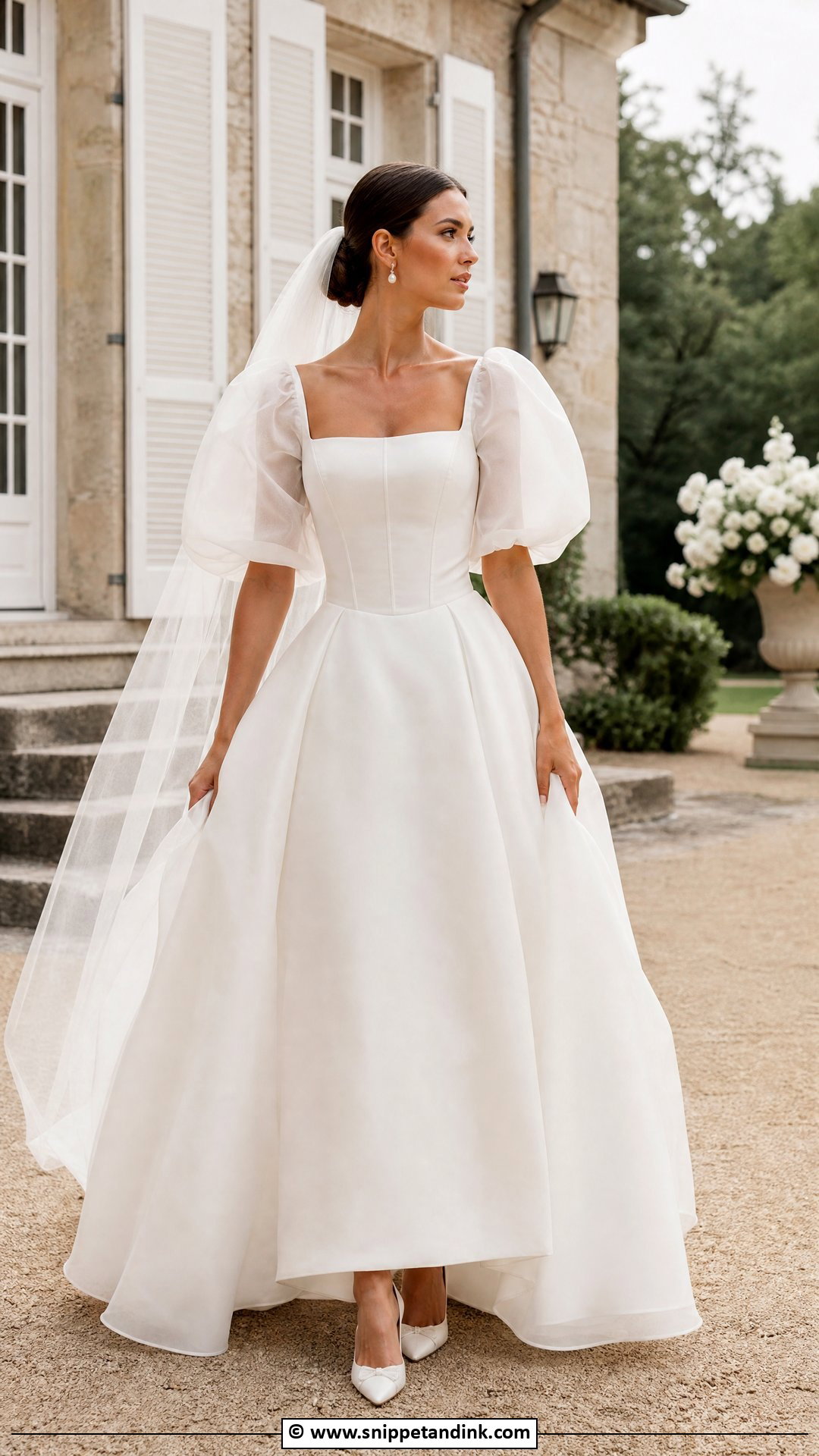 Basque Waist Wedding Dress With Puff Sleeves - Snippet and Ink - 35 Basque Waist Wedding Dress Ideas