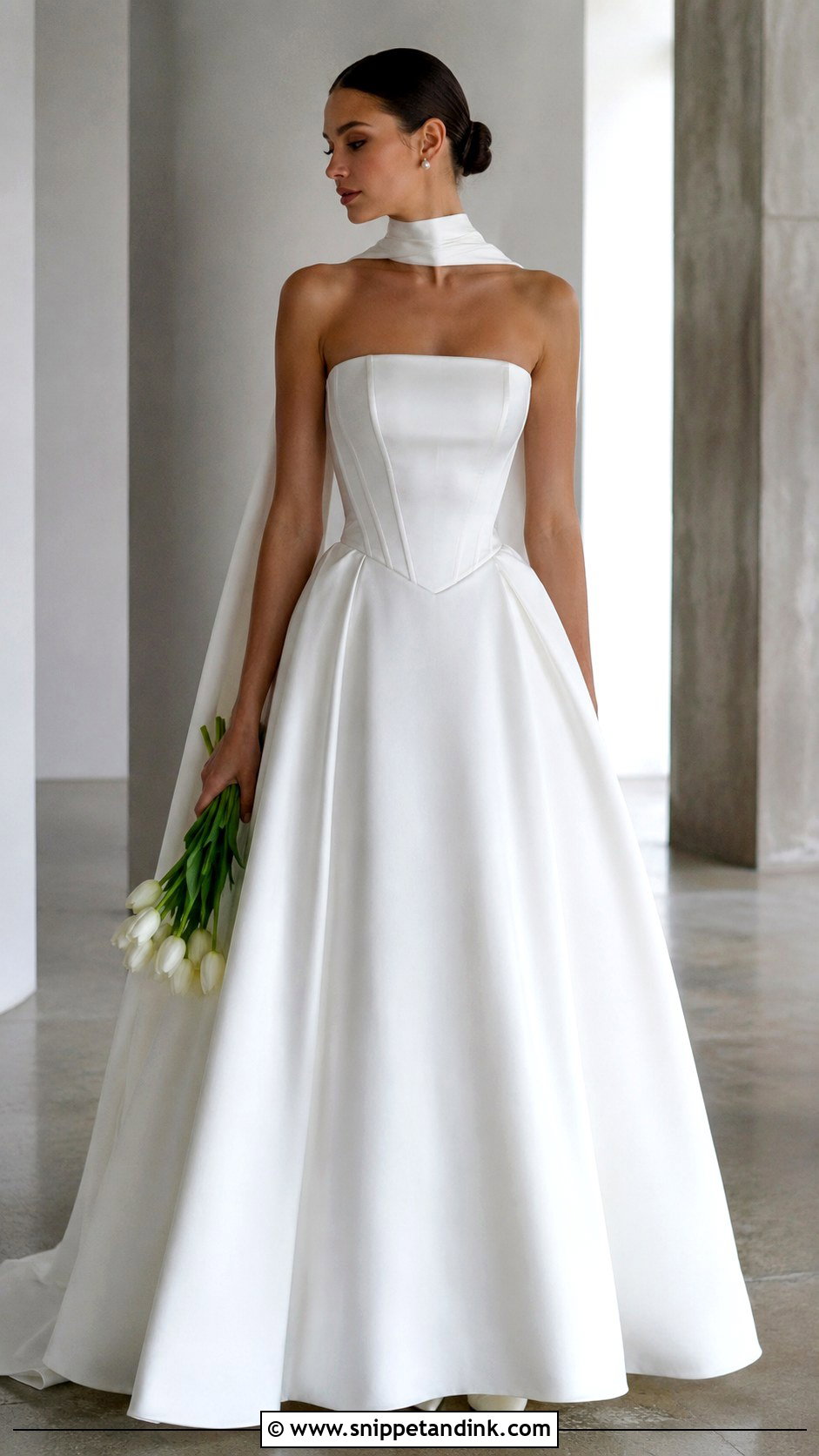 Basque Waist Wedding Dress With Scarf - Snippet and Ink - 20 Basque Waist Wedding Dresses