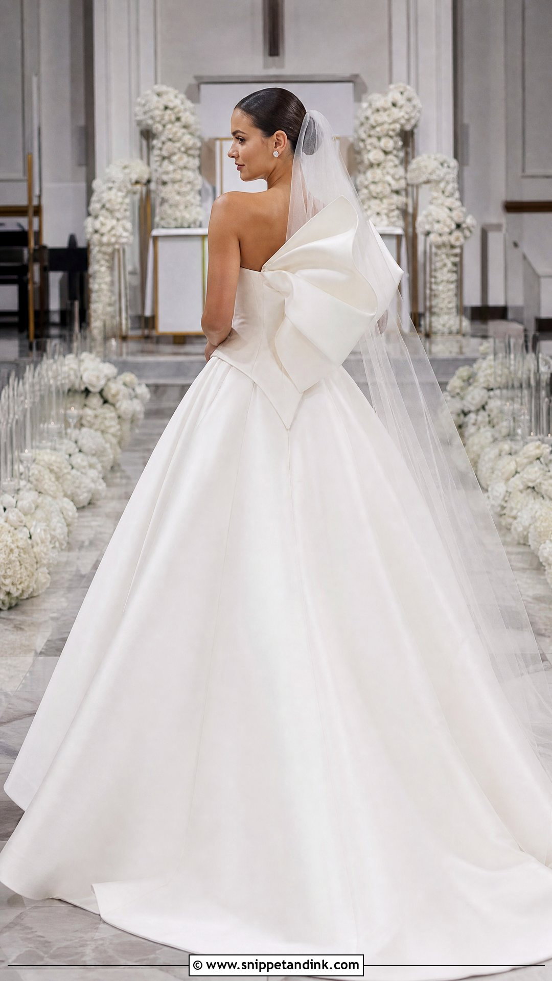 Basque Waist Wedding Dress With Sculptural Bow - Snippet and Ink - 20 Wedding Dress with Bows Ideas