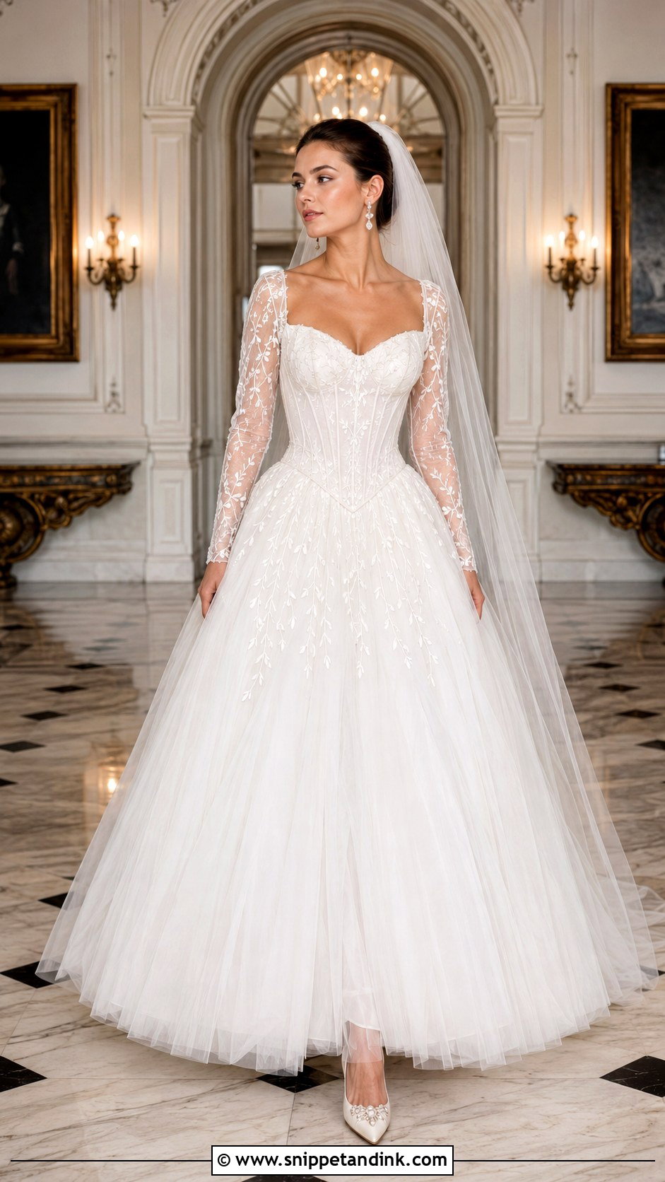 Basque Waist Wedding Dress With Sleeves - Snippet and Ink - 20 Ethereal Wedding Dress with Sleeves