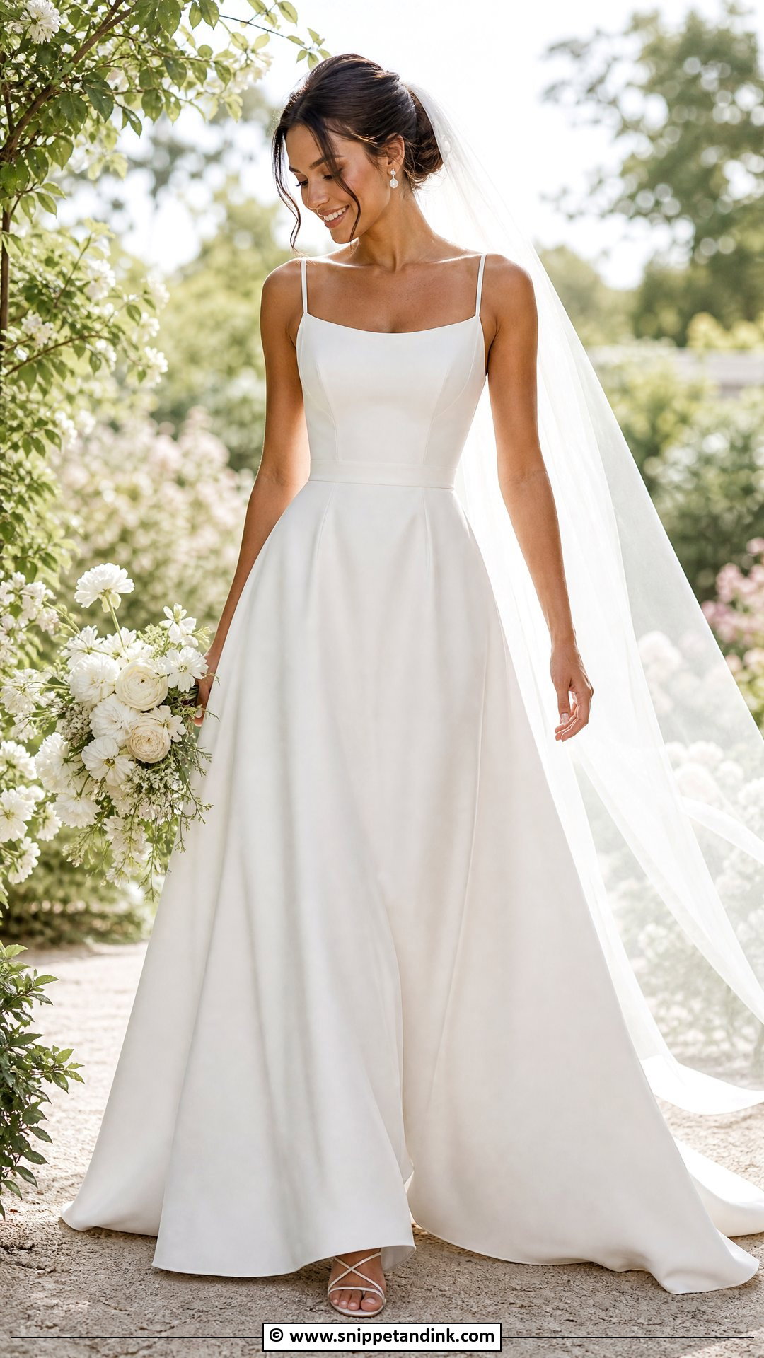 Basque Waist Wedding Dress With Spaghetti Straps - Snippet and Ink - 35 Basque Waist Wedding Dress Ideas
