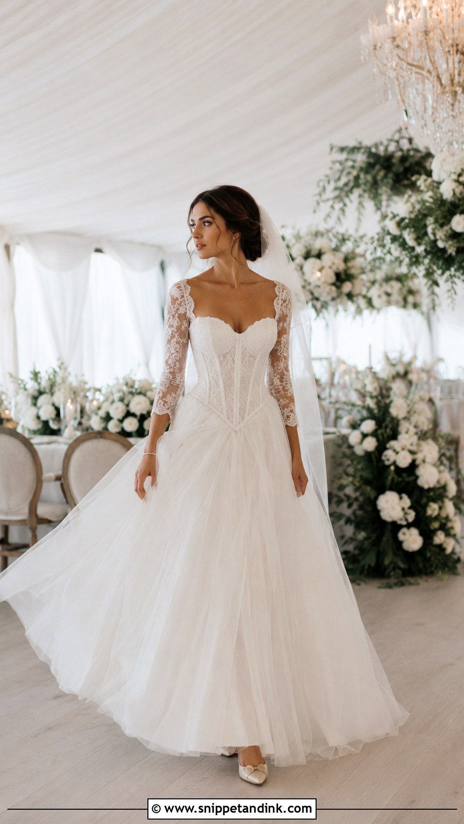 Basque Waist Wedding Dress With Sweetheart Neck And Sleeves - Snippet and Ink - 25 Basque Waist Wedding Dress with Sleeves