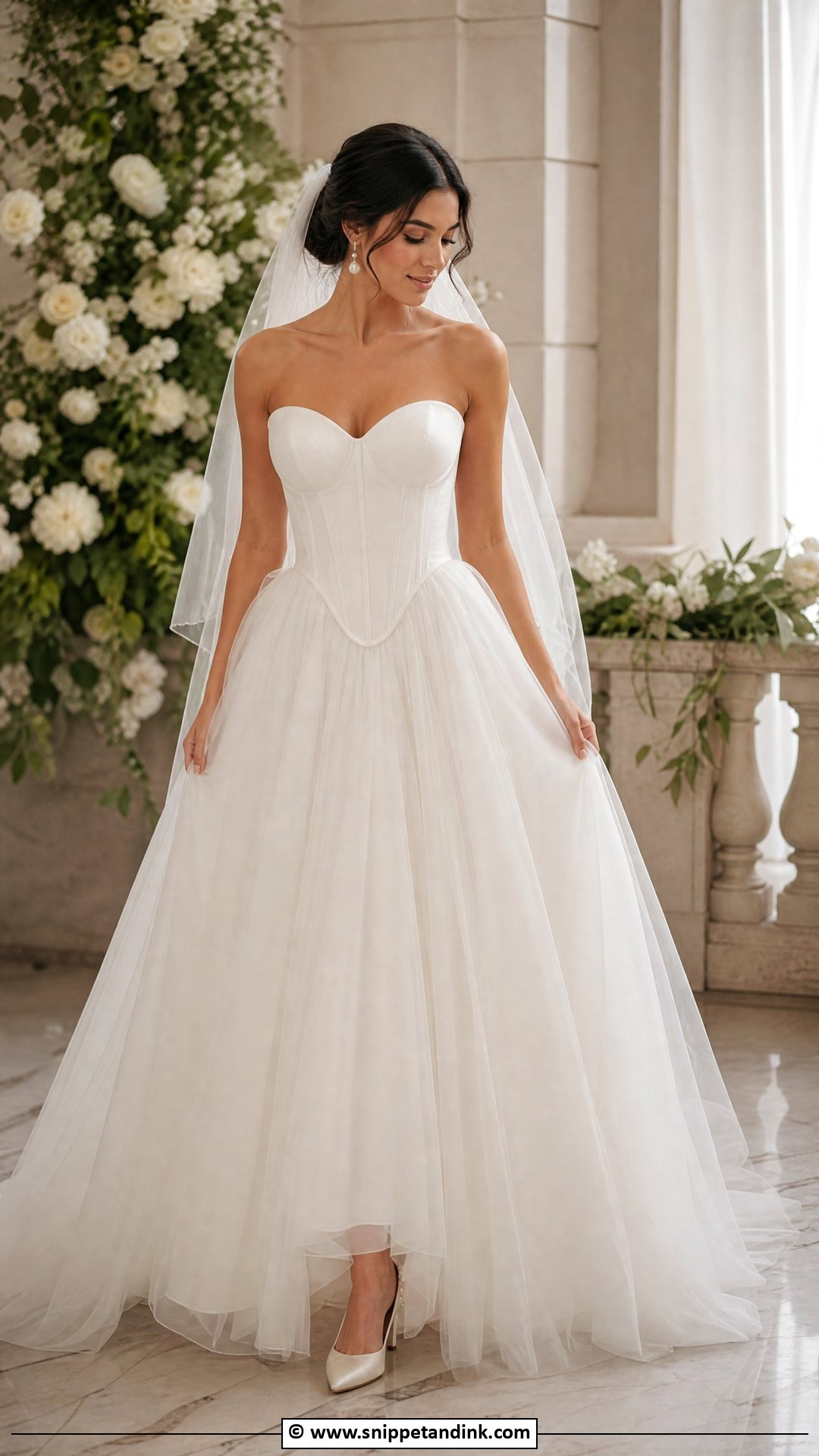 Basque Waist Wedding Dress With Sweetheart Neckline - Snippet and Ink - 35 Basque Waist Wedding Dress Ideas