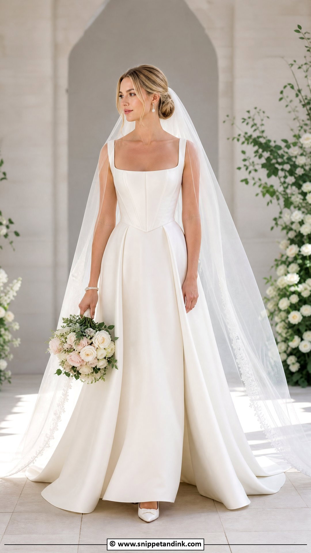 Basque Waist Wedding Dress With Veil - Snippet and Ink - 35 Basque Waist Wedding Dress Ideas