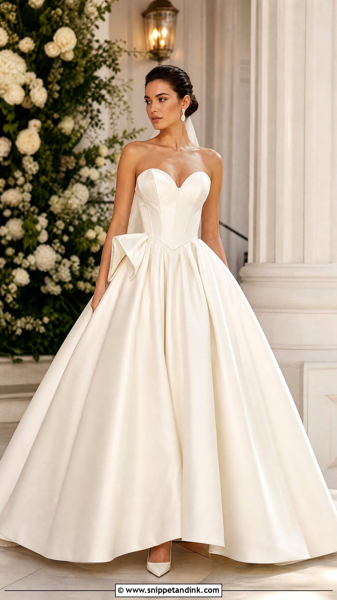 Basque Waist Wedding Dress with a Bow - Snippet and Ink - 20 Wedding Dress with a Bow Ideas