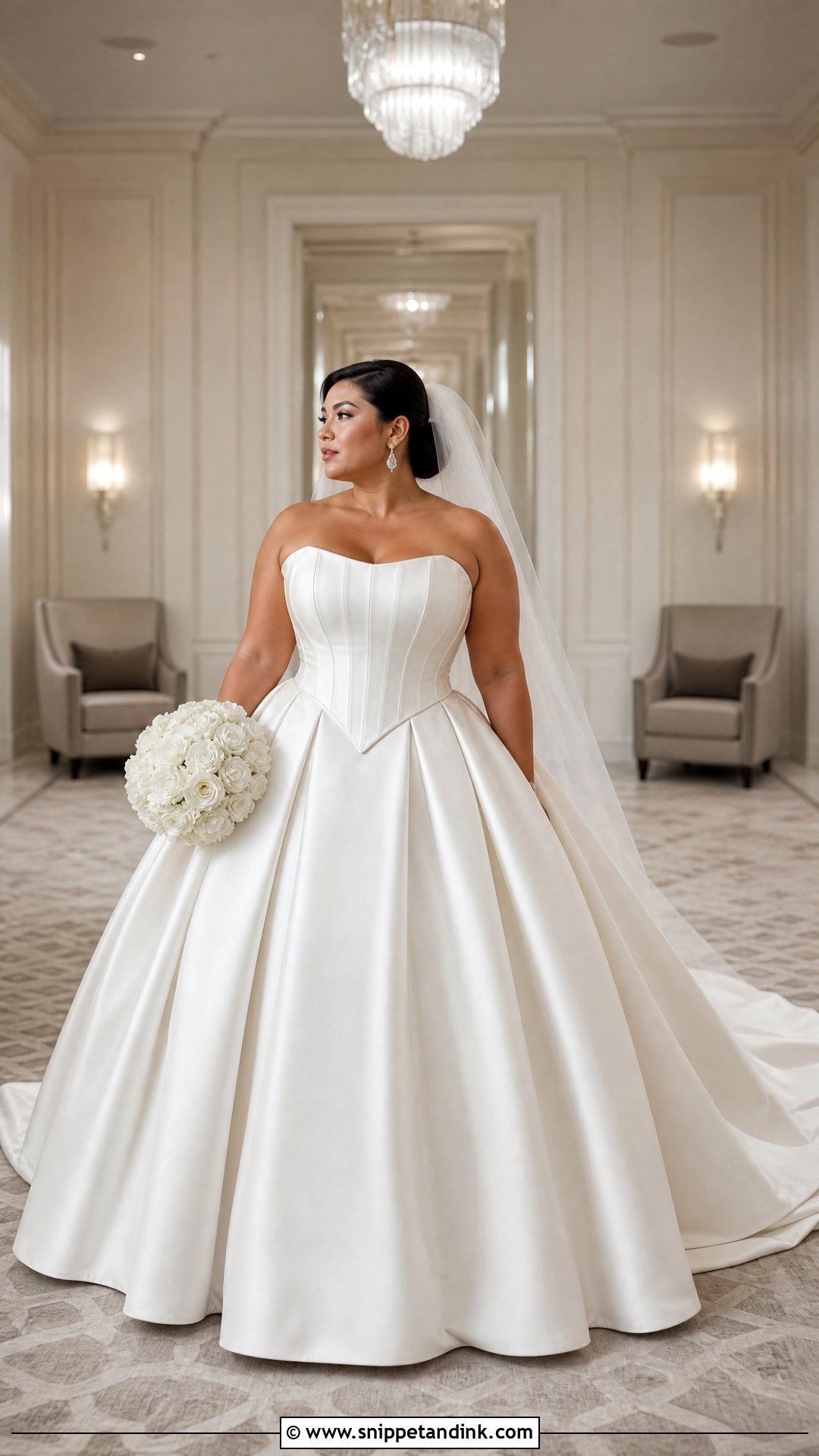 Basque Waist White Silk Ball Gown - Snippet and Ink - 20 White Silk Wedding Dress Ideas