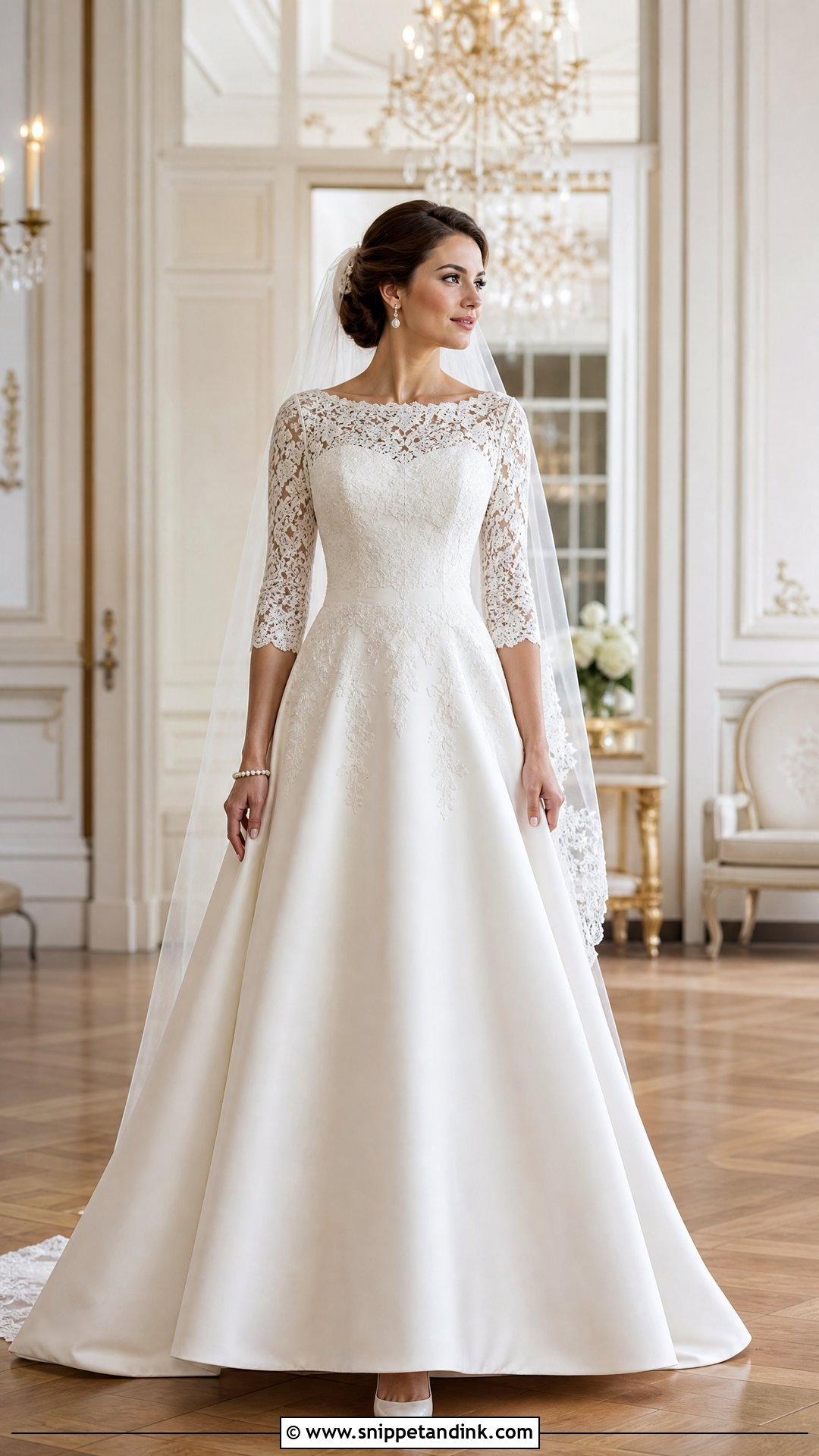 Bateau Neck 34 Sleeve Wedding Dress - Snippet and Ink - 20 34 Sleeve Wedding Dress Ideas