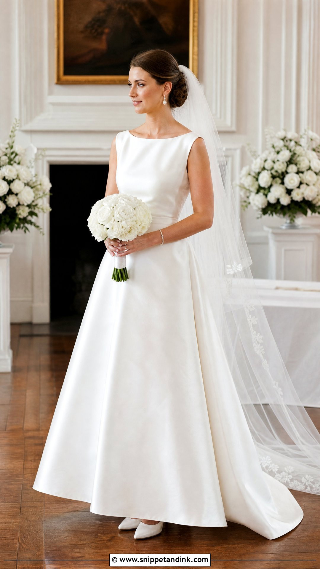 Bateau Neck A Line Bridal Dress - Snippet and Ink - 25 Bridal Dresses Simple Elegant