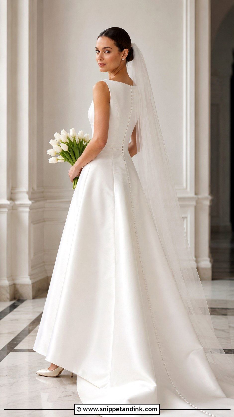 Bateau Neck A Line Wedding Dress With Satin Skirt - Snippet and Ink - 20 Classic a Line Wedding Dress Ideas