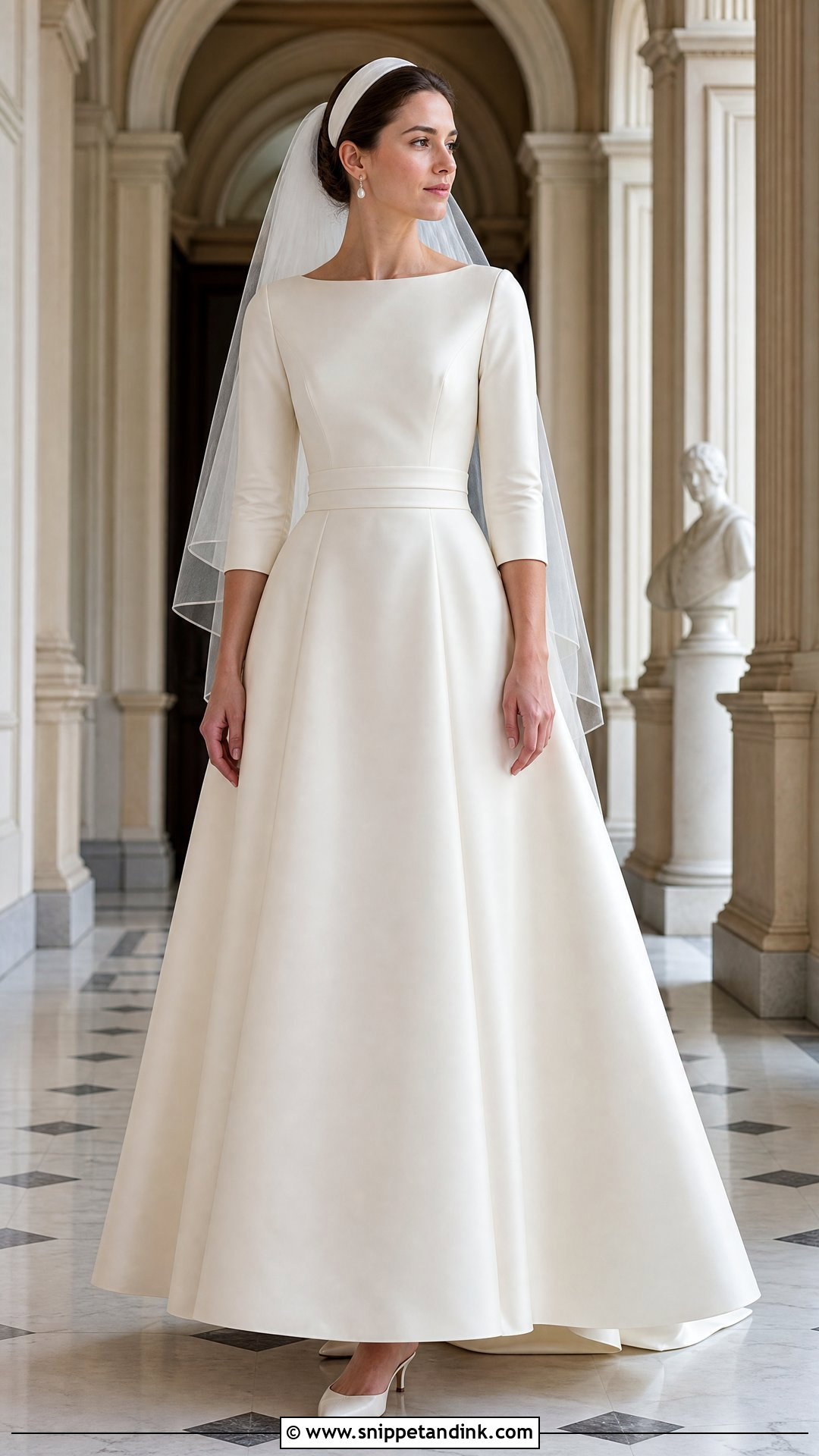 Bateau Neck A Line Wedding Dress - Snippet and Ink - 25 Modest Old Money Wedding Dress Ideas