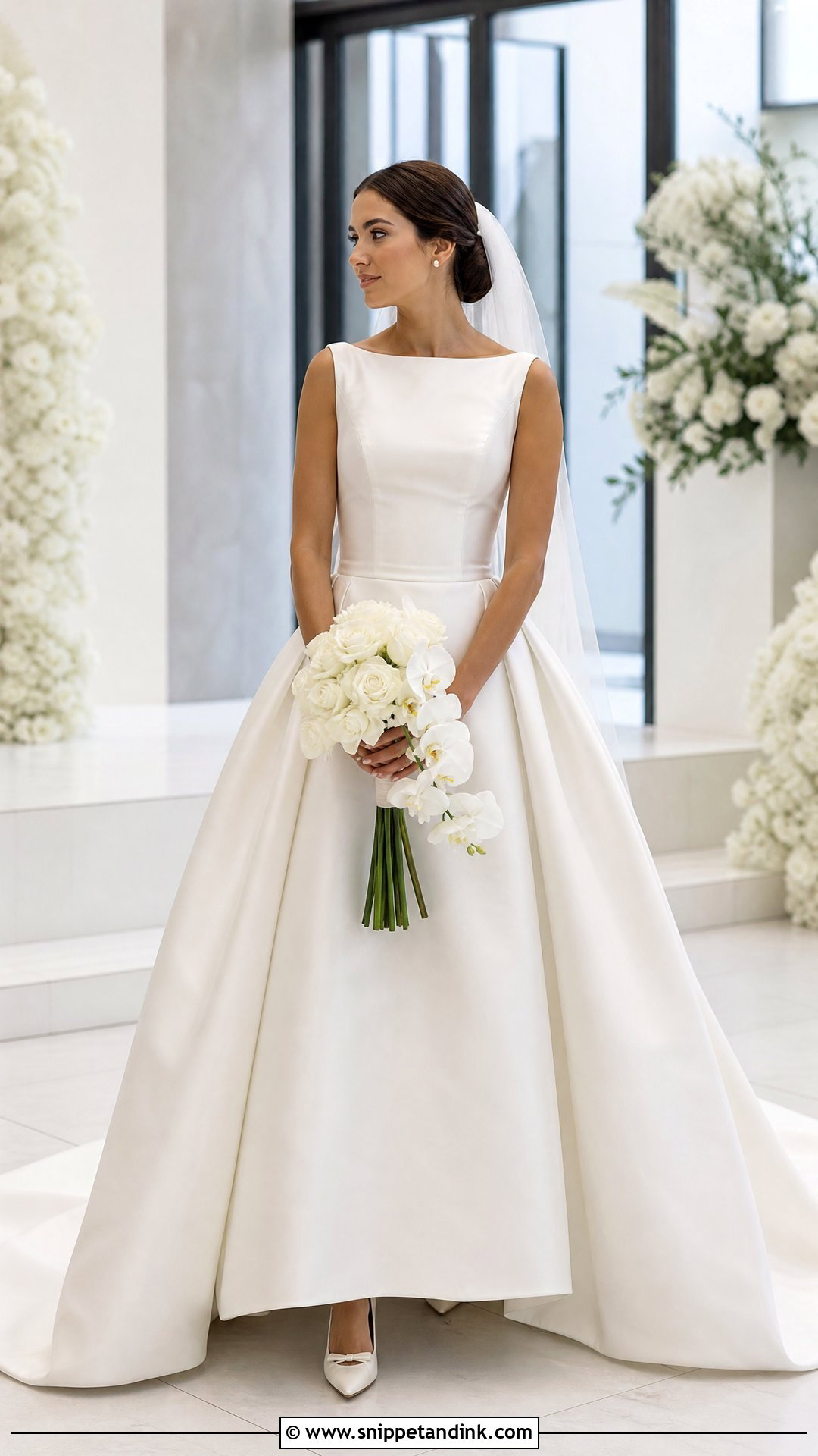 Bateau Neck Ball Gown Wedding Dress - Snippet and Ink - 20 Simple Ball Gown Wedding Dress Ideas
