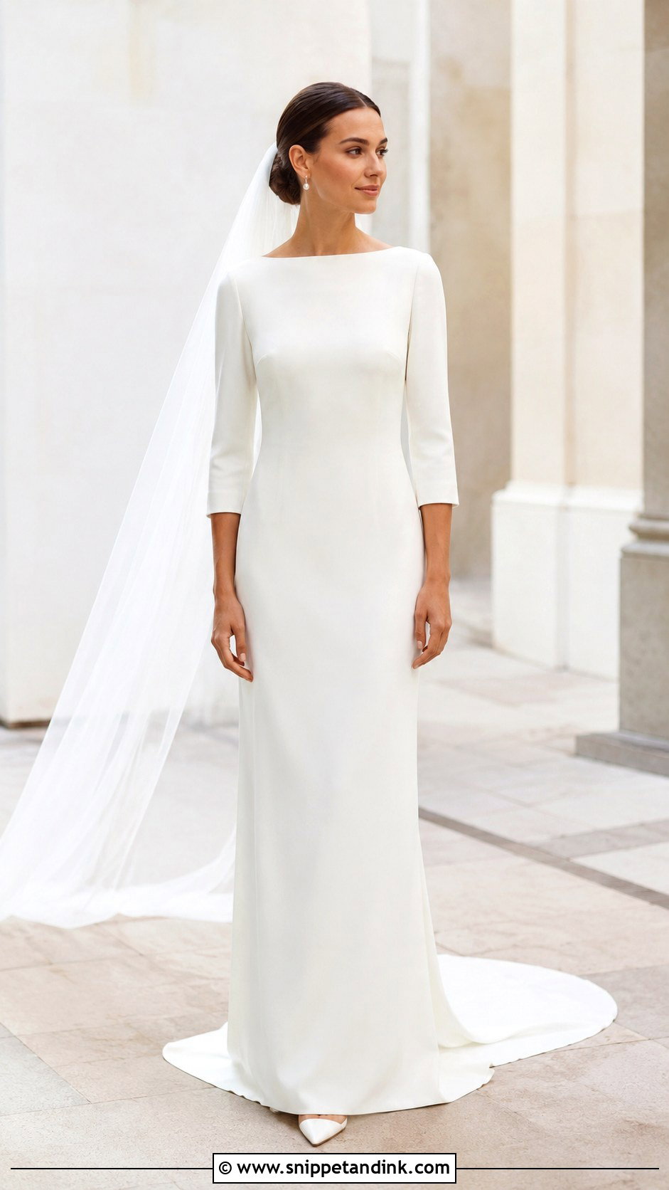 Bateau Neck Crepe Christian Bridal Dress - Snippet and Ink - 20 Christian Bridal Dress Ideas