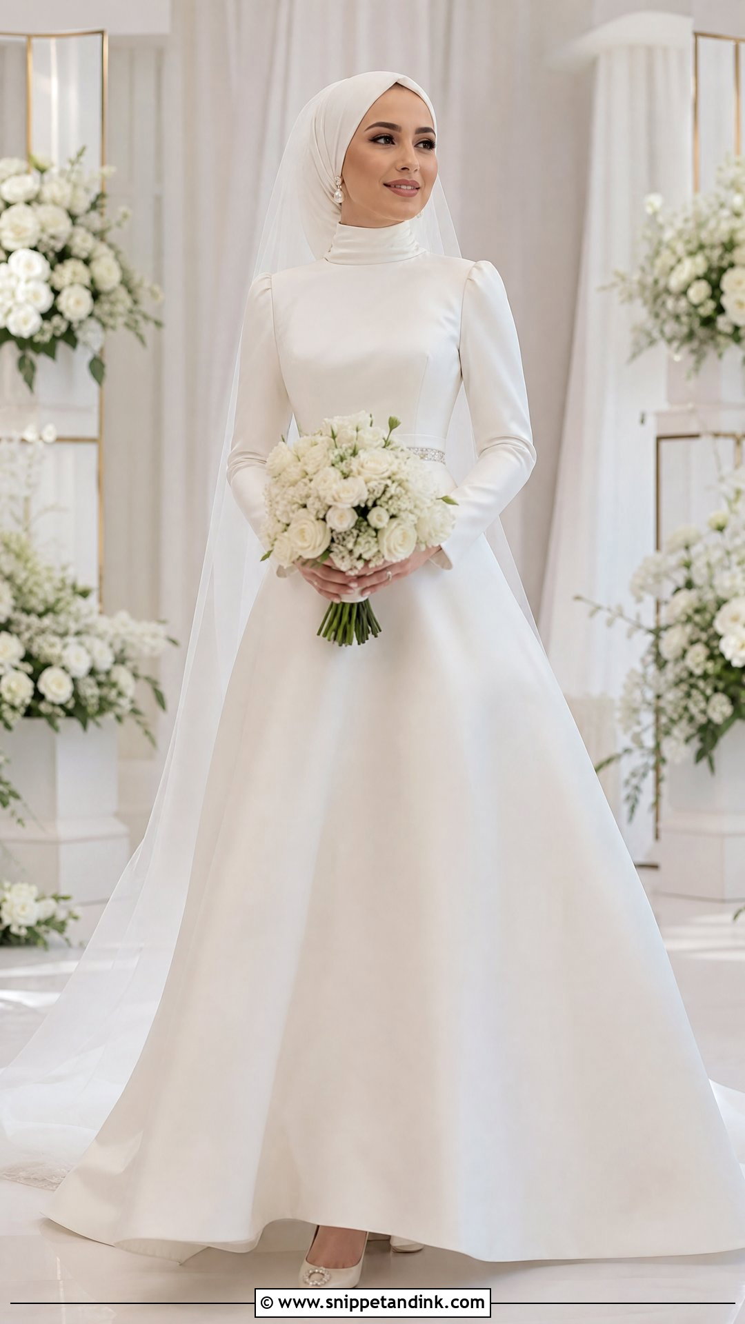 Bateau Neck Hijab Wedding Dress - Snippet and Ink - 25 Modest Wedding Dresses Hijab