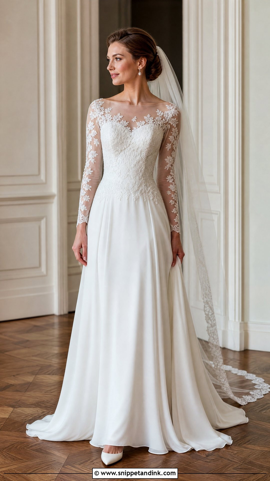 Bateau Neck Illusion Sleeve Wedding Dress - Snippet and Ink - 20 Illusion Sleeve Wedding Dress Ideas