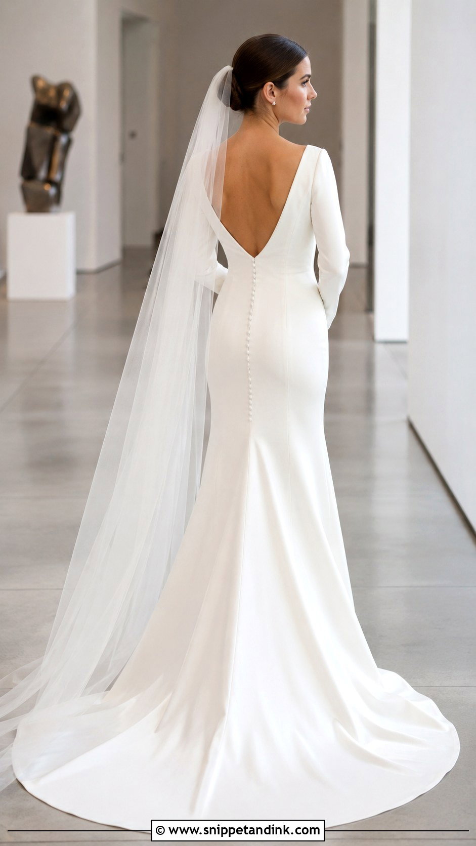 Bateau Neck Long Sleeve Fitted Wedding Dress - Snippet and Ink - 20 Long Sleeve Fitted Wedding Dress Ideas