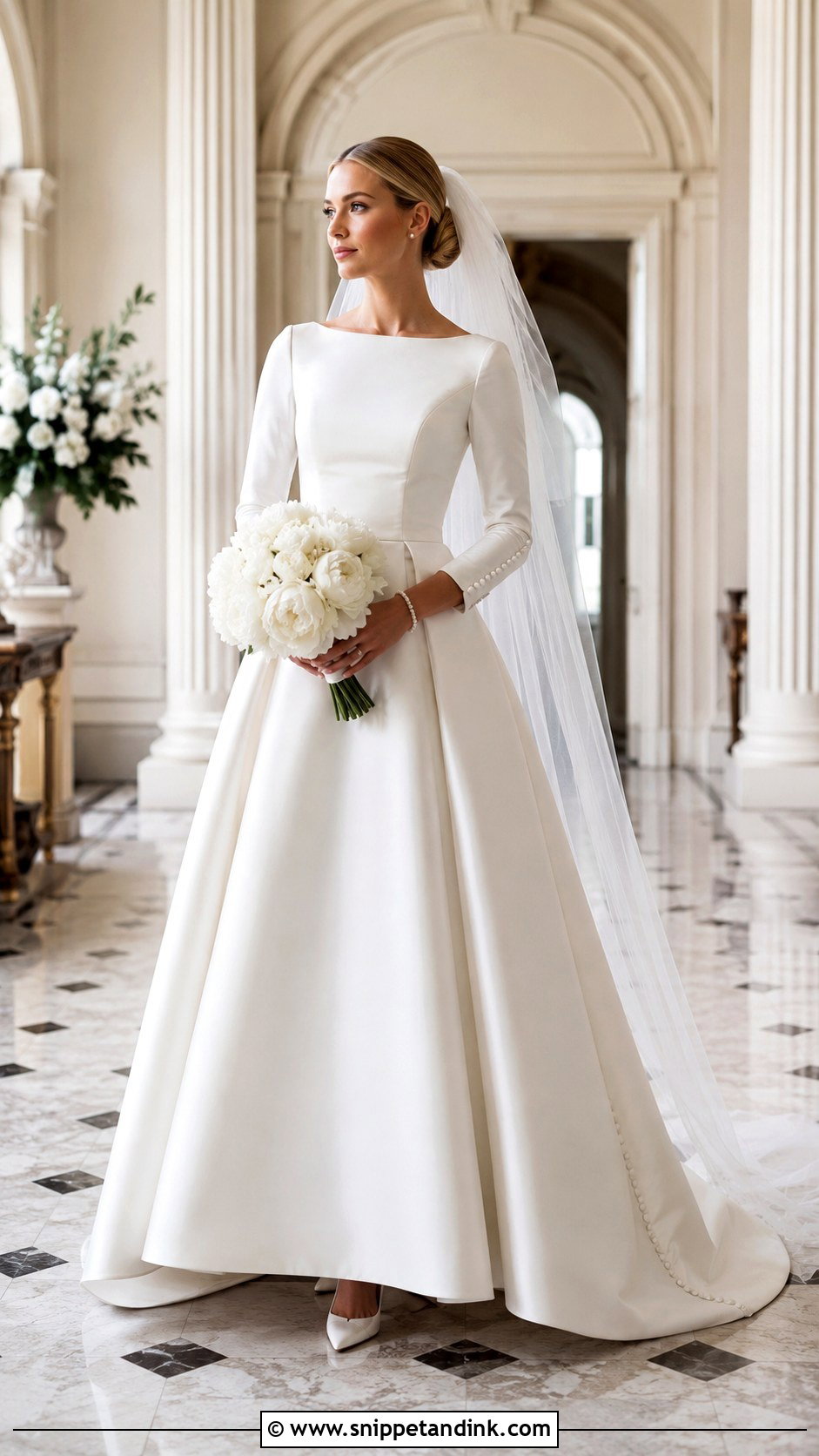 Bateau Neck Mikado A Line Wedding Dress - Snippet and Ink - 20 Modest a Line Wedding Dress Ideas