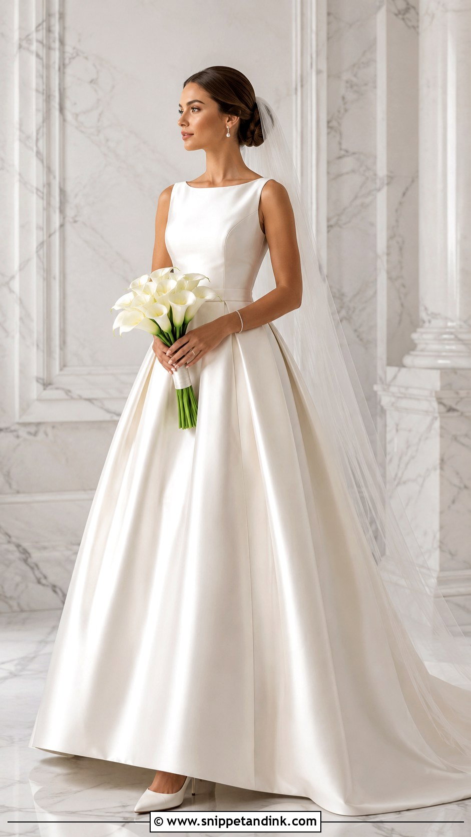 Bateau Neck Satin Ball Gown Wedding Dress - Snippet and Ink - 20 Elegant Ball Gown Wedding Dress Ideas
