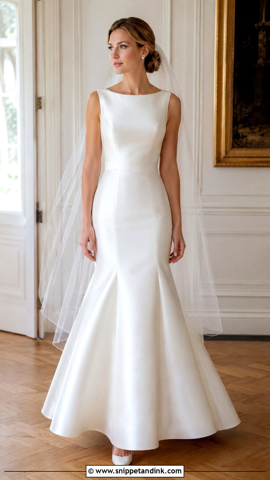 Bateau Neck Satin Fit And Flare Wedding Dress - Snippet and Ink - 25 Satin Fit and Flare Wedding Dress Ideas