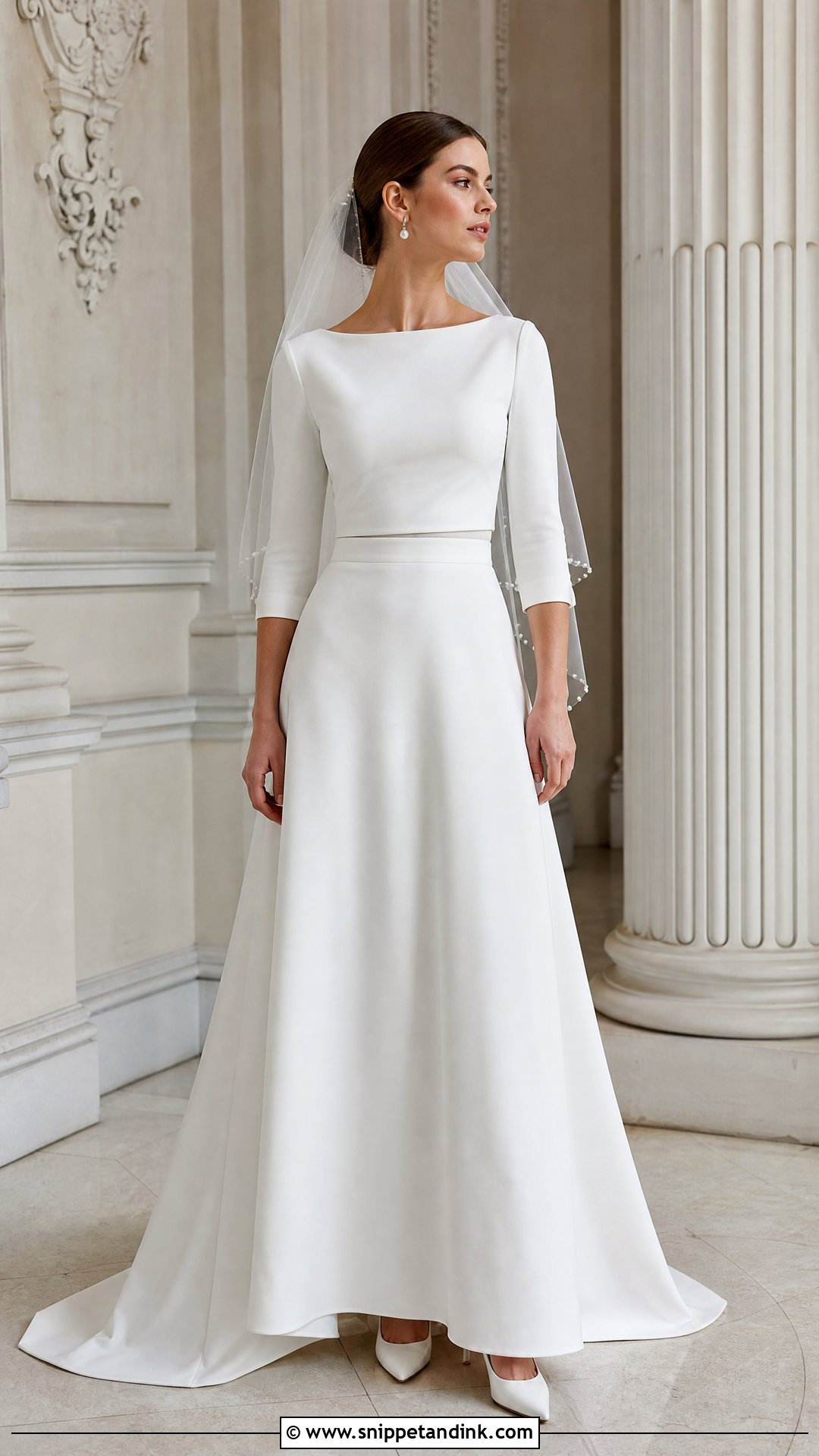 Bateau Neck Two Piece Wedding Dress - Snippet and Ink - 20 Two Part Wedding Dress Ideas