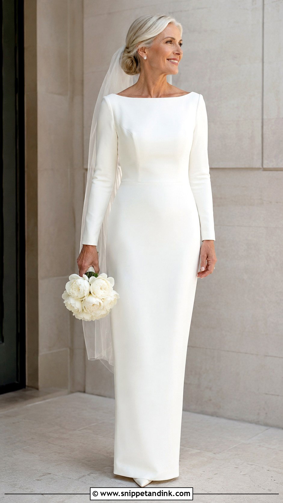 Bateau Neck Wedding Dress For Women Over 50 - Snippet and Ink - 25 Over 50 Wedding Dress Ideas