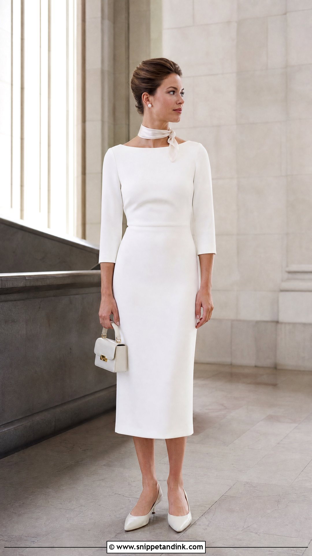 Bateau Neck Wedding Dress With Short Scarf - Snippet and Ink - 25 Neck Scarf Wedding Dress Ideas