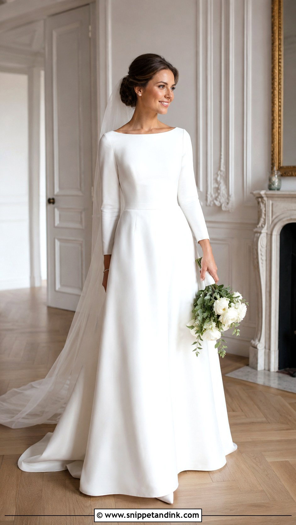 Bateau Neck Wedding Dress With Sleeves - Snippet and Ink - 20 Modest Long Sleeve Wedding Dress Ideas
