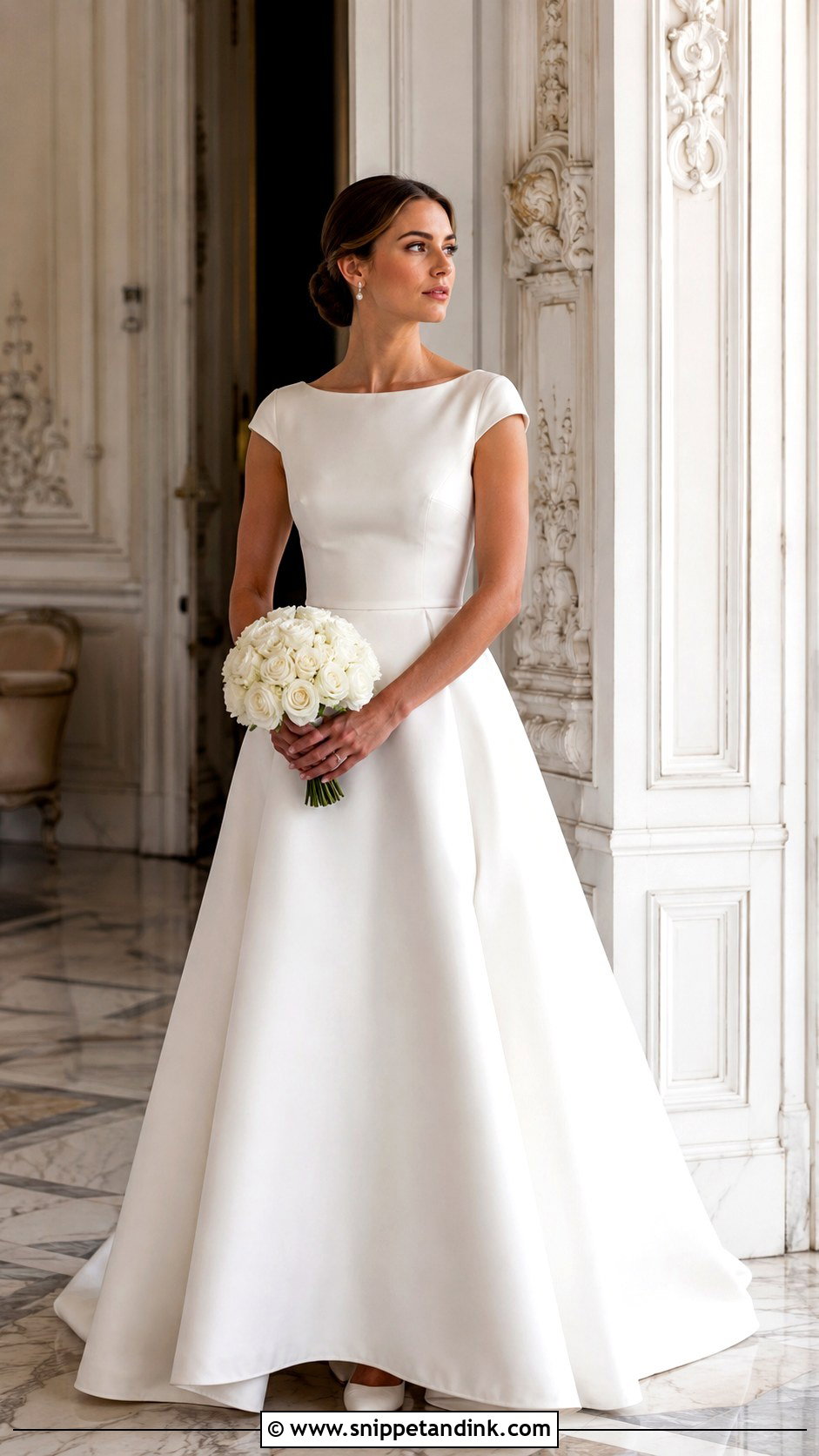 Bateau Neck Wedding Gown - Snippet and Ink - 20 Minimalist Simple Wedding Gown Ideas