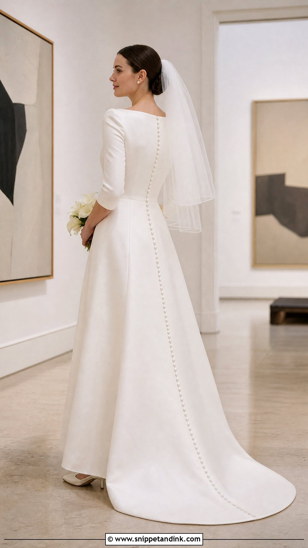 Bateau Neck Wedding Gown With Button Back - Snippet and Ink - 20 Traditional Wedding Gown Ideas