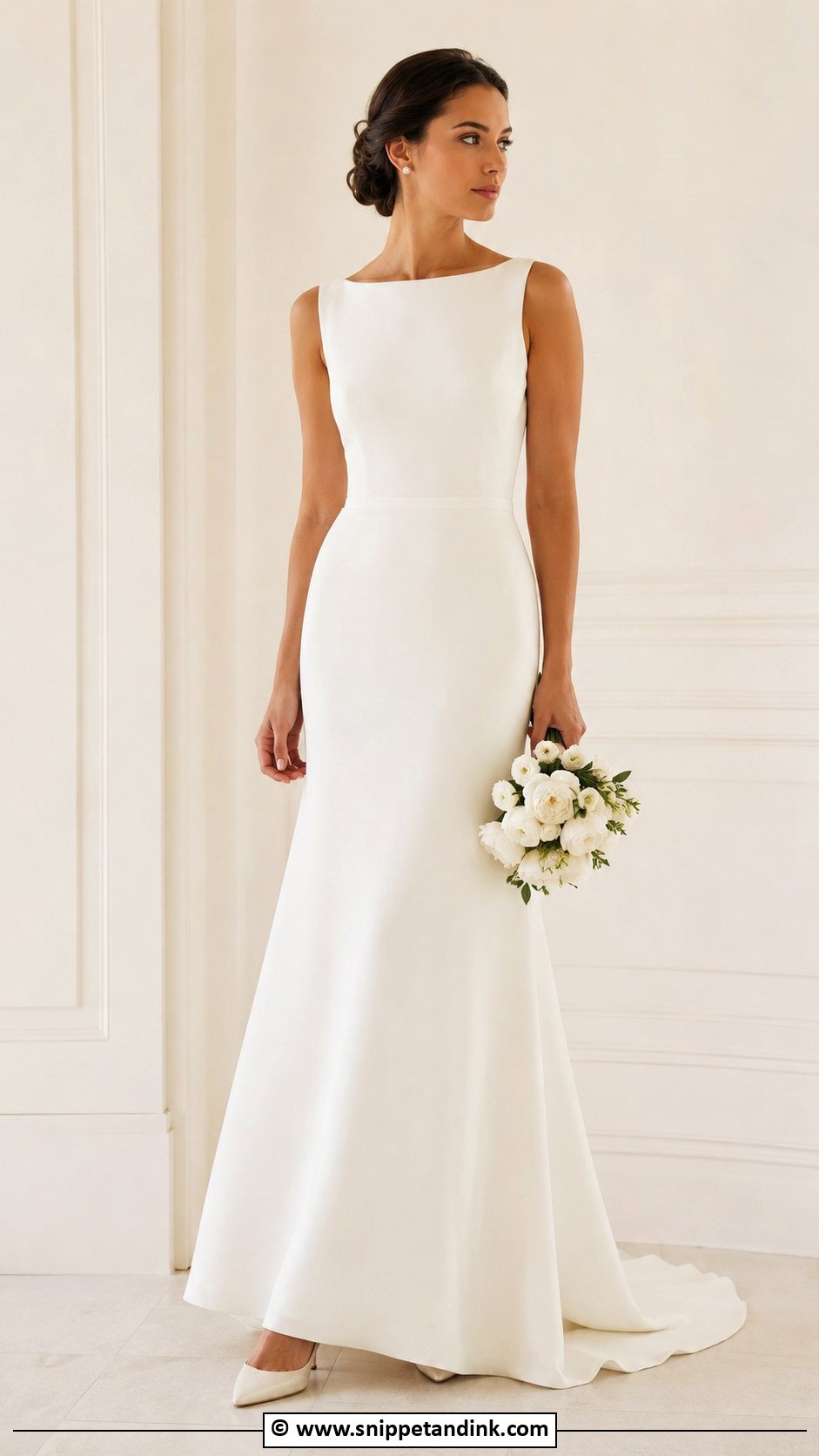 Bateau Neck Wedding Gown - Snippet and Ink - 25 Minimalist Wedding Gown Ideas