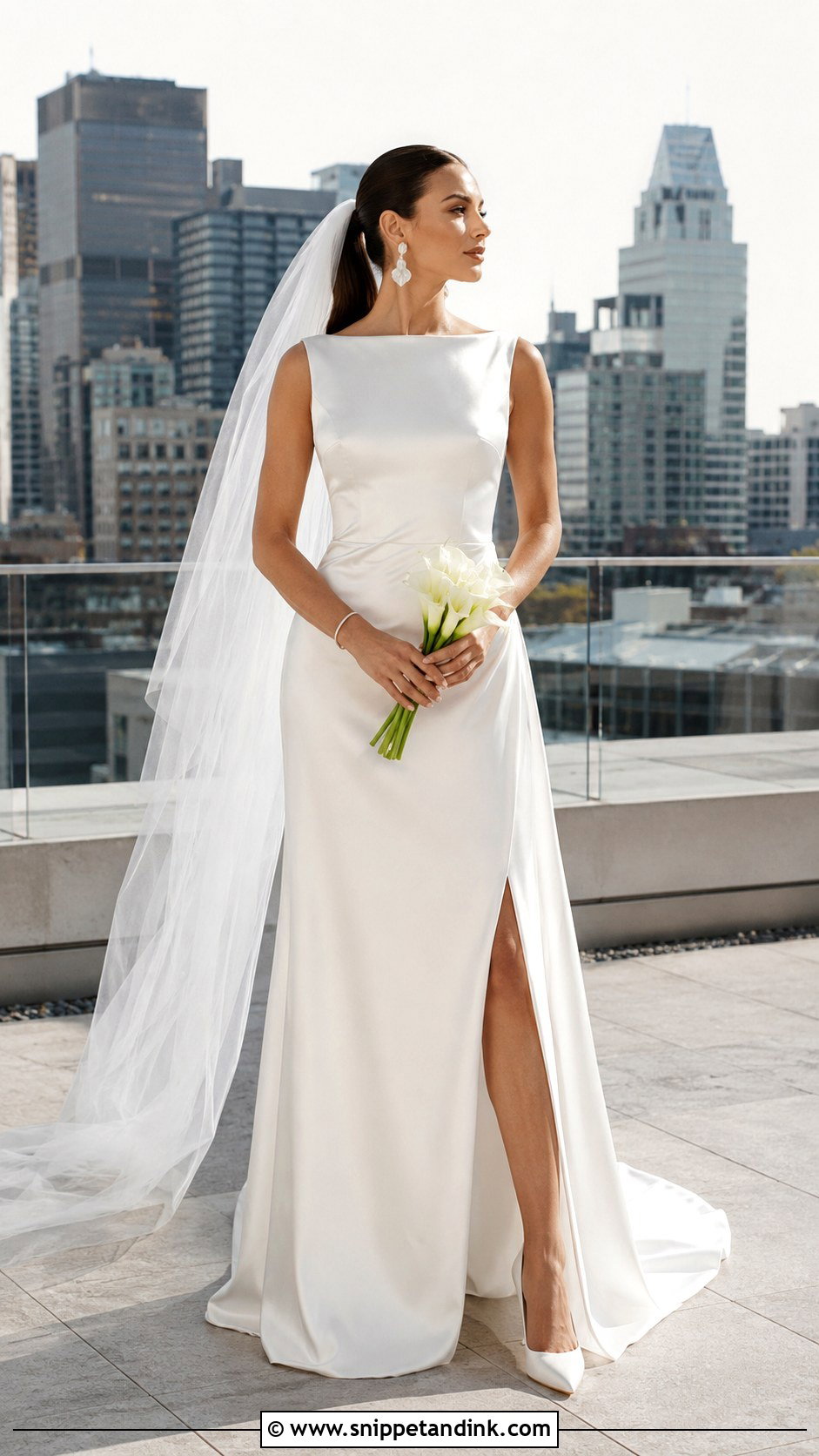 Bateau Neckline Wedding Dress With Side Slit - Snippet and Ink - 20 Bateau Neckline Wedding Dress Ideas