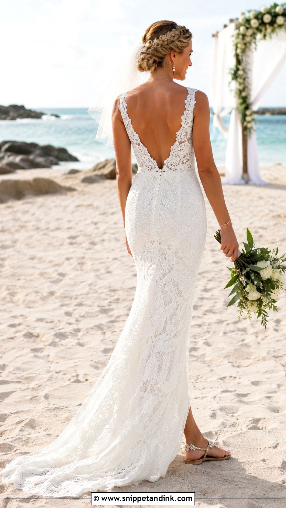 Beach Backless Lace Wedding Dress - Snippet and Ink - 20 Backless Lace Wedding Dress Ideas