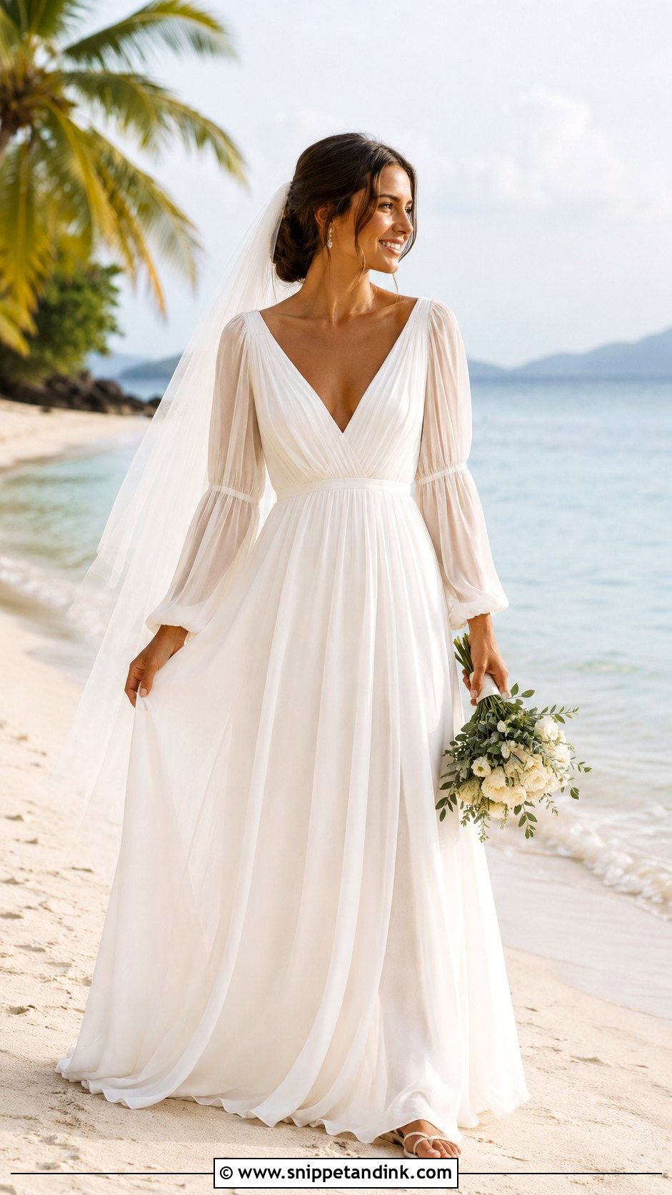 Beach Balloon Sleeve Wedding Dress - Snippet and Ink - 20 Balloon Sleeve Wedding Dress Ideas