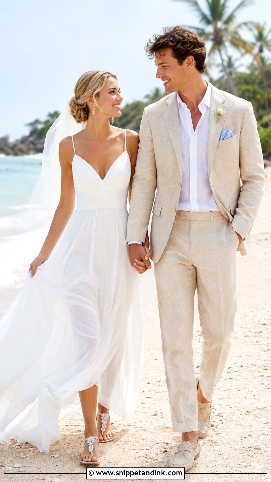 Beach Bridal Couple Outfit - Snippet and Ink - 20 Bridal Couple Ideas