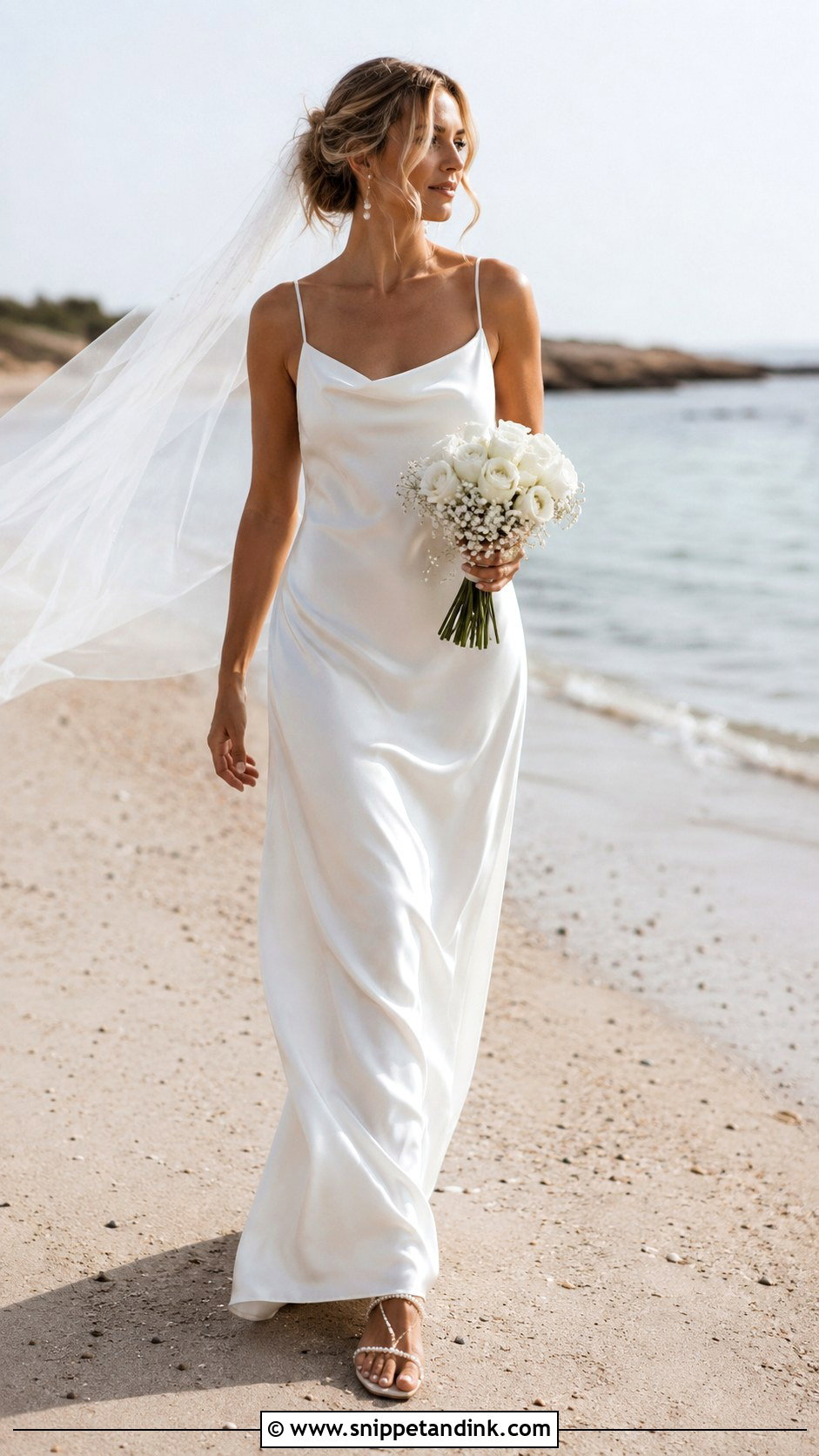 Beach Bridal Slip Dress Outfit - Snippet and Ink - 20 Bride Attire Ideas