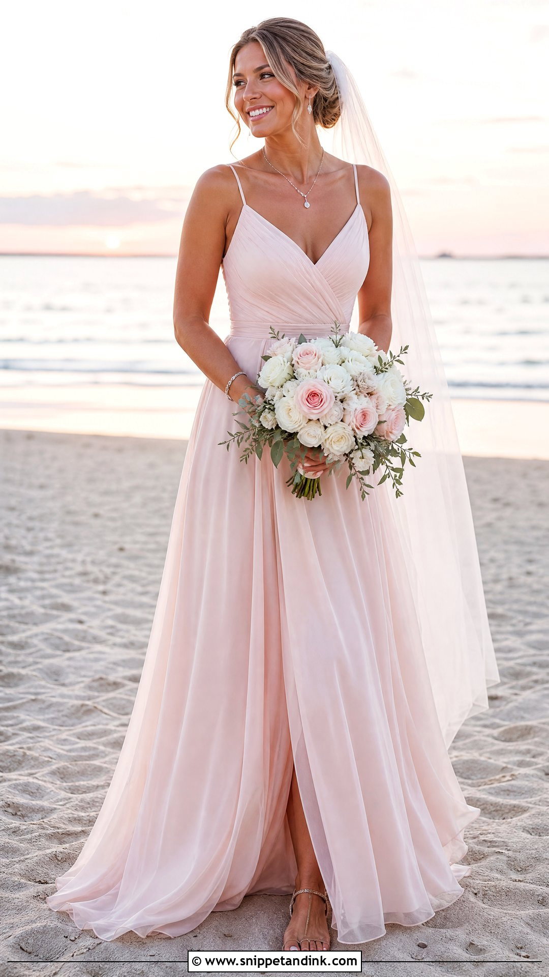 Beach Bride Blush Wedding Dress - Snippet and Ink - 25 Beach Bride Dress Ideas
