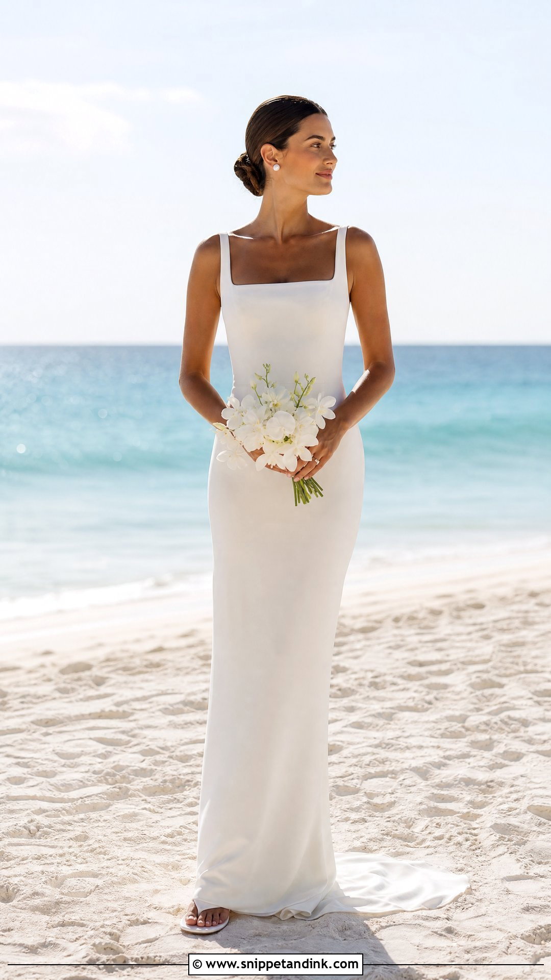 Beach Bride Crepe Column Dress - Snippet and Ink - 25 Beach Bride Dress Ideas