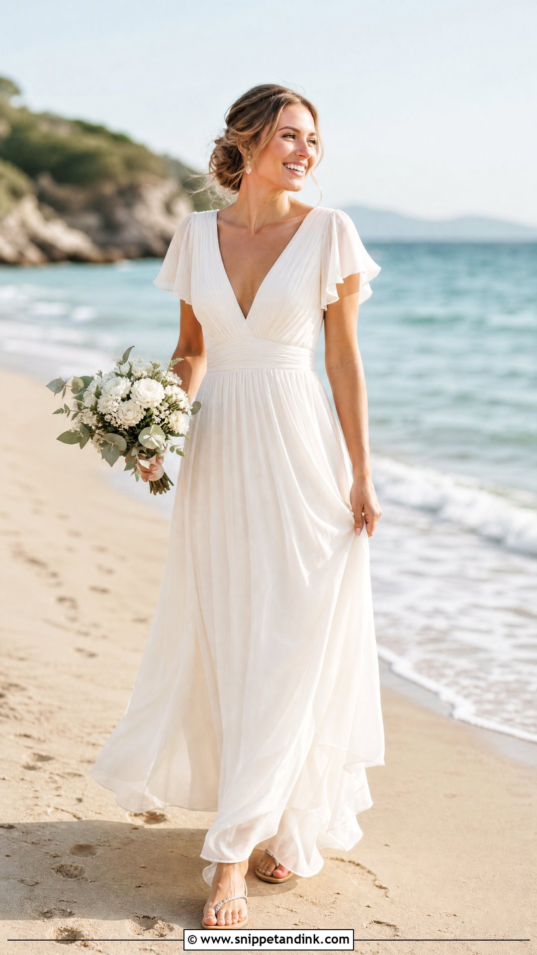 Beach Bride Flutter Sleeve Dress - Snippet and Ink - 25 Beach Bride Dress Ideas