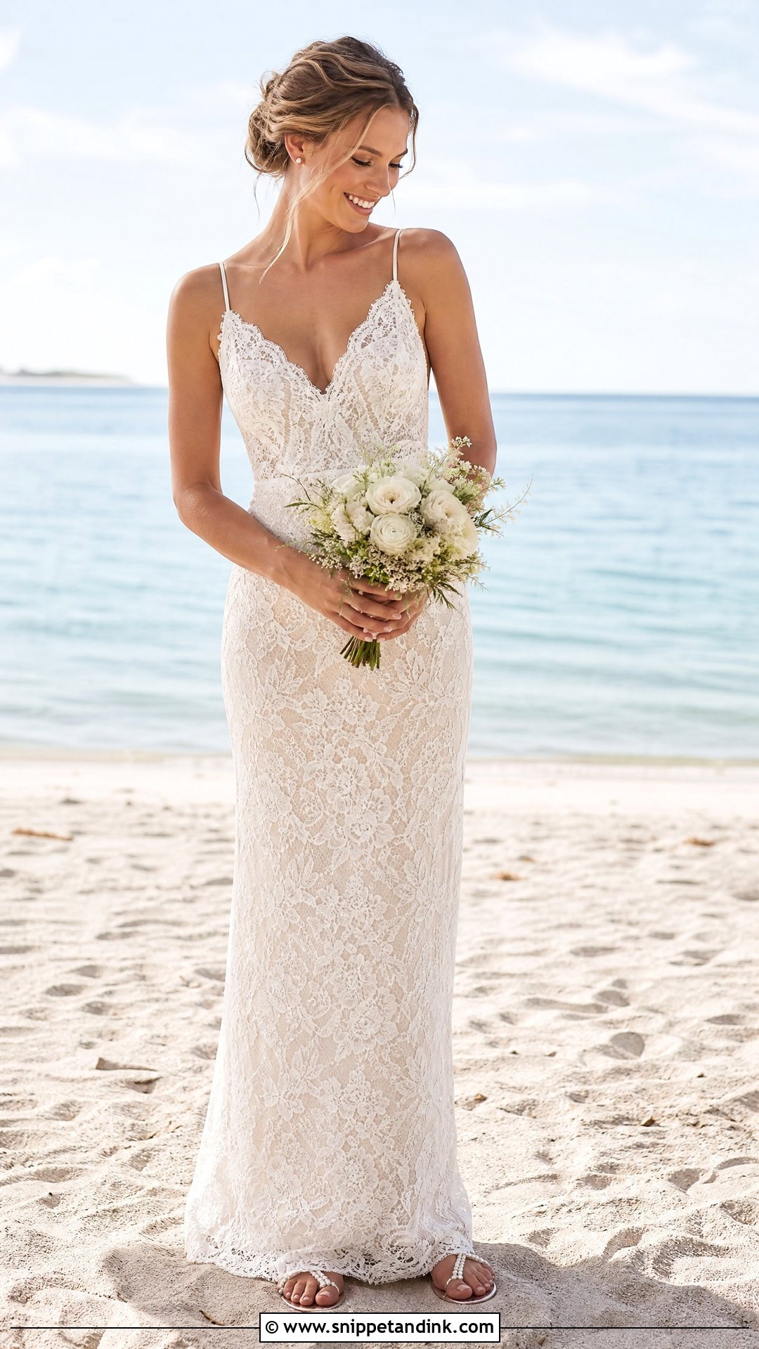 Beach Bride Lace Sheath Dress - Snippet and Ink - 25 Beach Bride Dress Ideas