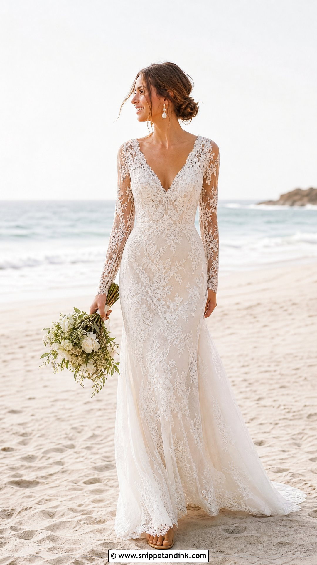 Beach Bride Long Sleeve Lace Dress - Snippet and Ink - 25 Beach Bride Dress Ideas