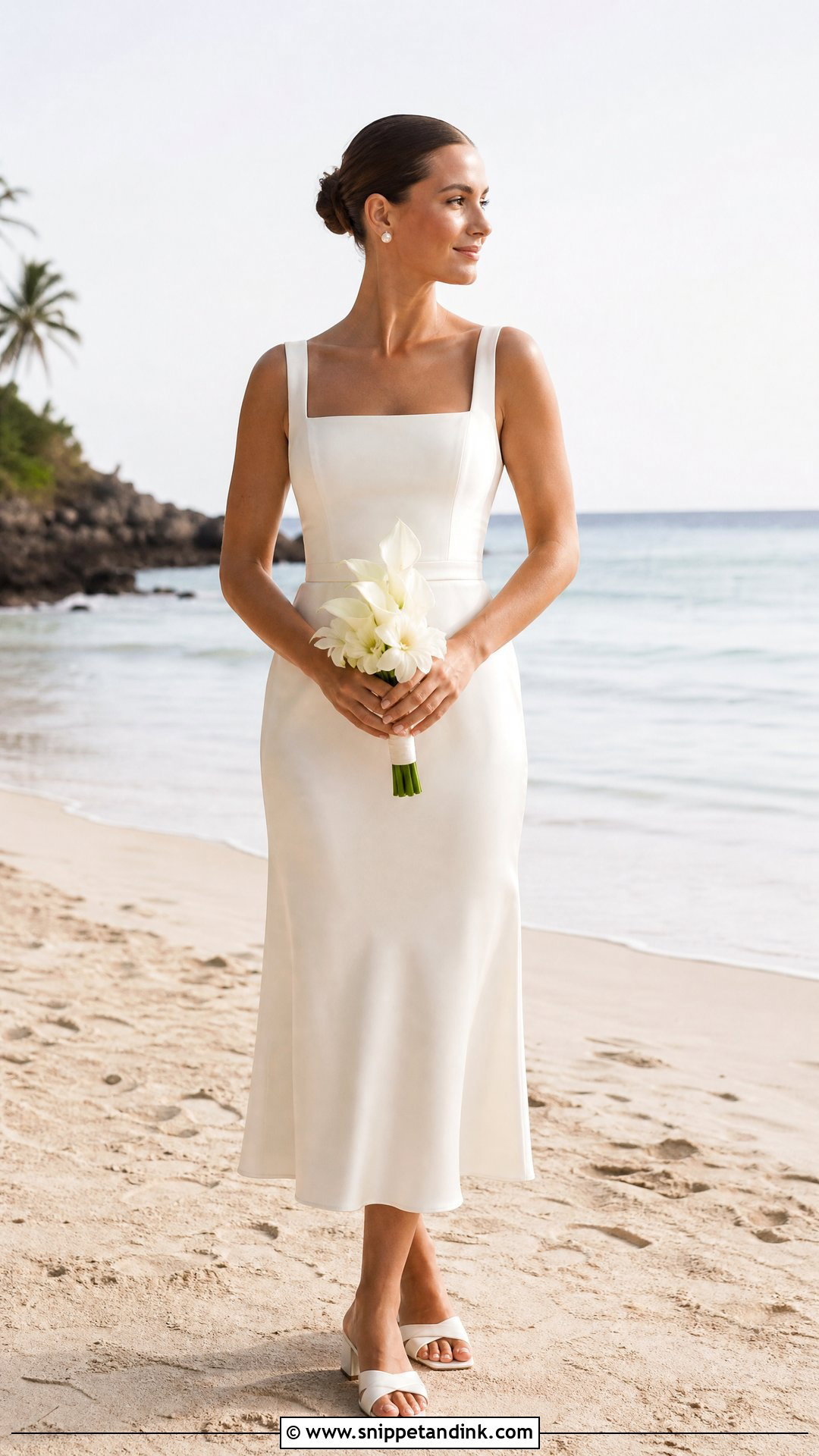 Beach Bride Minimalist Midi Dress - Snippet and Ink - 25 Beach Bride Dress Ideas