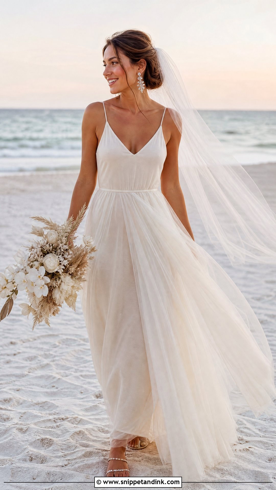 Beach Bride Tulle Overlay Dress - Snippet and Ink - 25 Beach Bride Dress Ideas