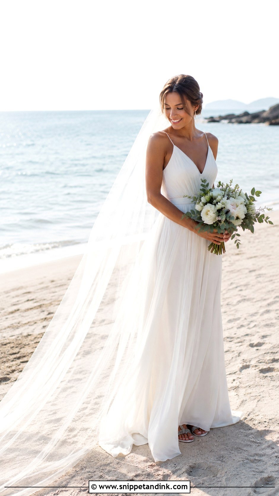 Beach Bride With Floor Length Veil - Snippet and Ink - 20 Brides with Veils
